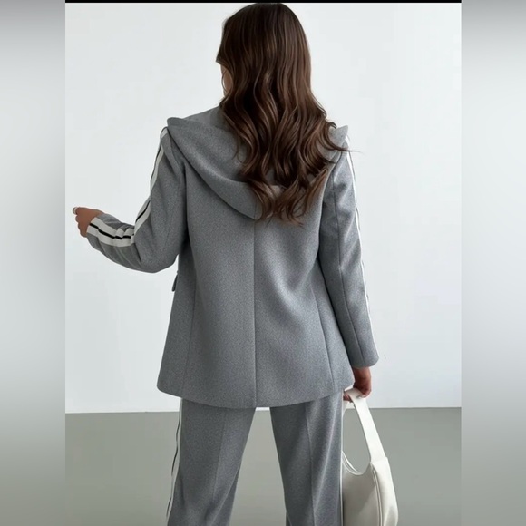 NEW Women's hooded Blazer / Gray casual track suit - Picture 4 of 6